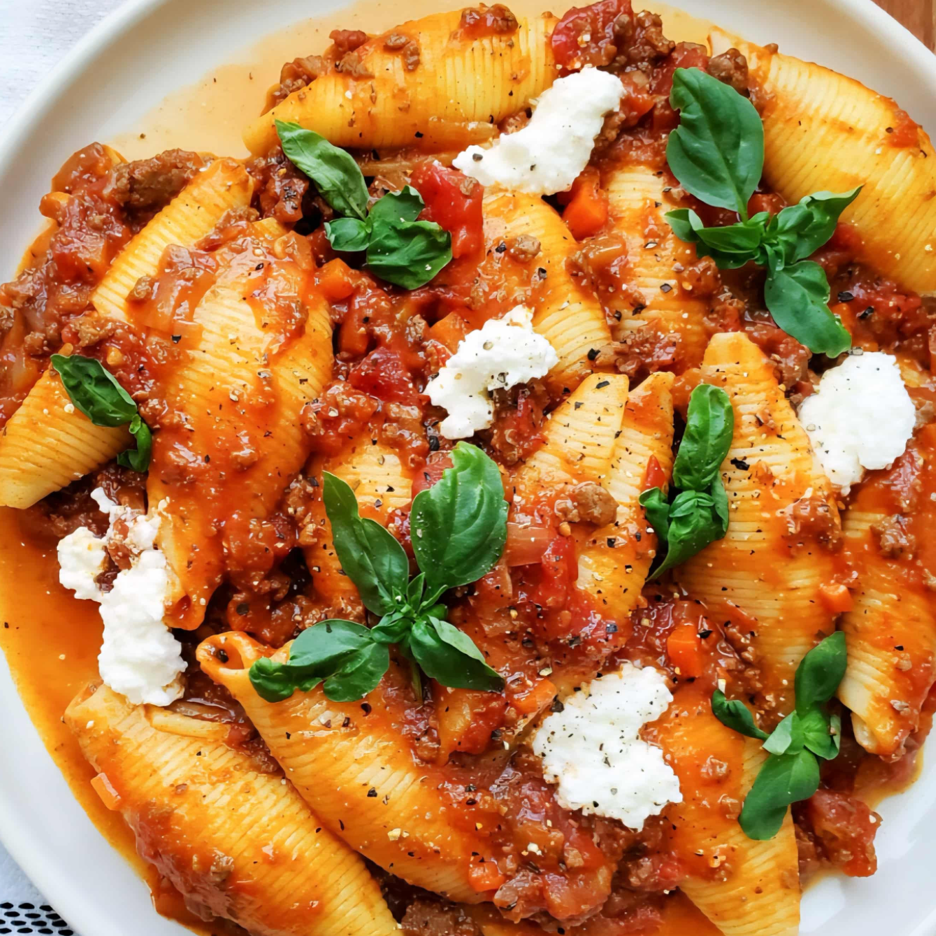 Baked Stuffed Shells Bolognese