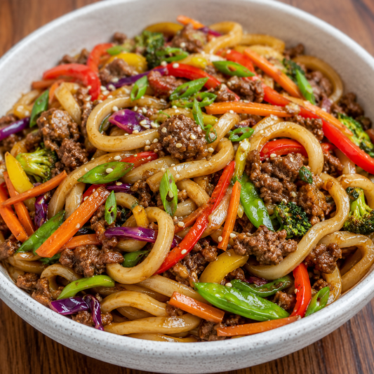 Garlic Beef Udon Noodles