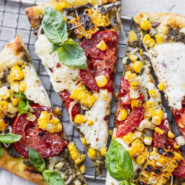 Tomato Burrata Corn Flatbread