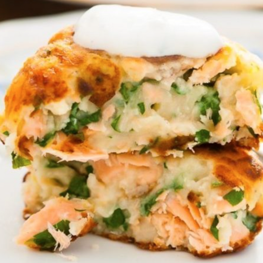 Garlic Chive Salmon Cakes