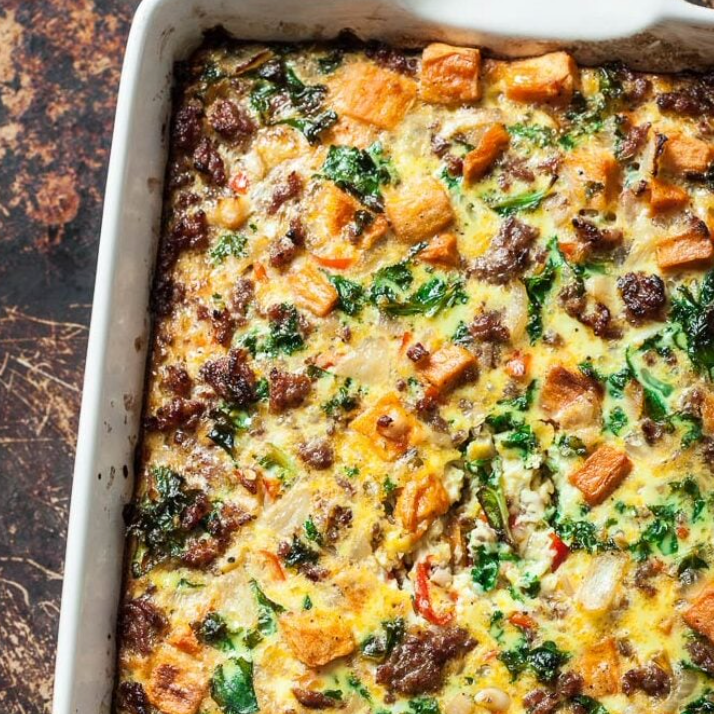 Sweet Potato & Sausage Crustless Quiche